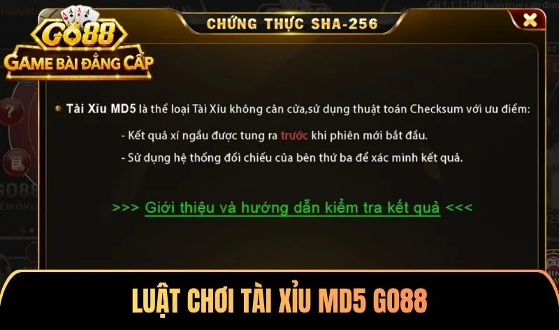 Luật chơi Tài Xỉu MD5 Go88 mới nhất