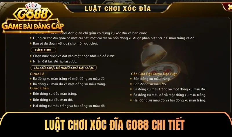 Luật chơi Xóc đĩa Go88 chi tiết dành cho người mới